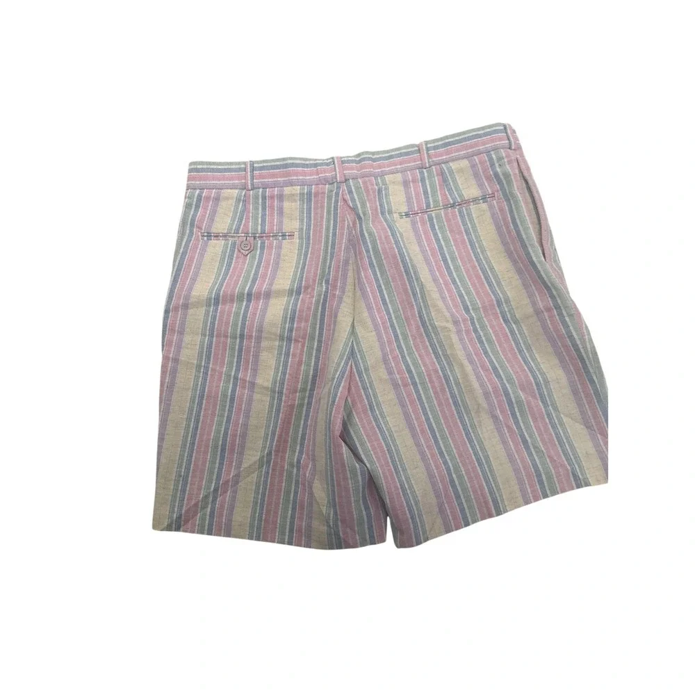 Otters Creek Mens Vintage Pleated Striped Shorts Pastel Pink Blue Multi Color 38